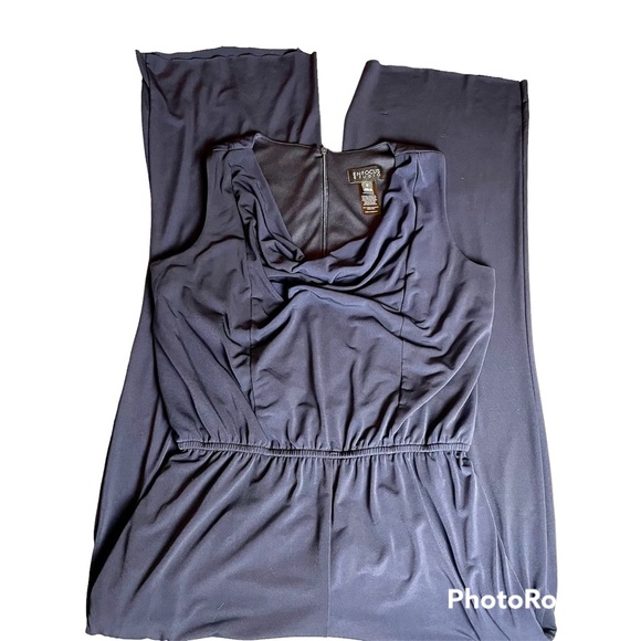 Enfocus Studio Sleeveless Cowl Neck Wide Leg Jumpsuit Navy Size 8 - Picture 3 of 6